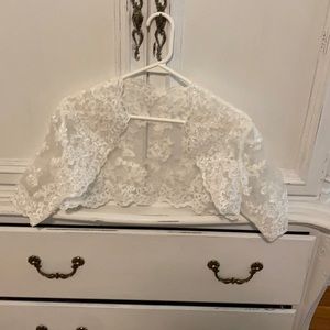 White wedding bolero -elbow length